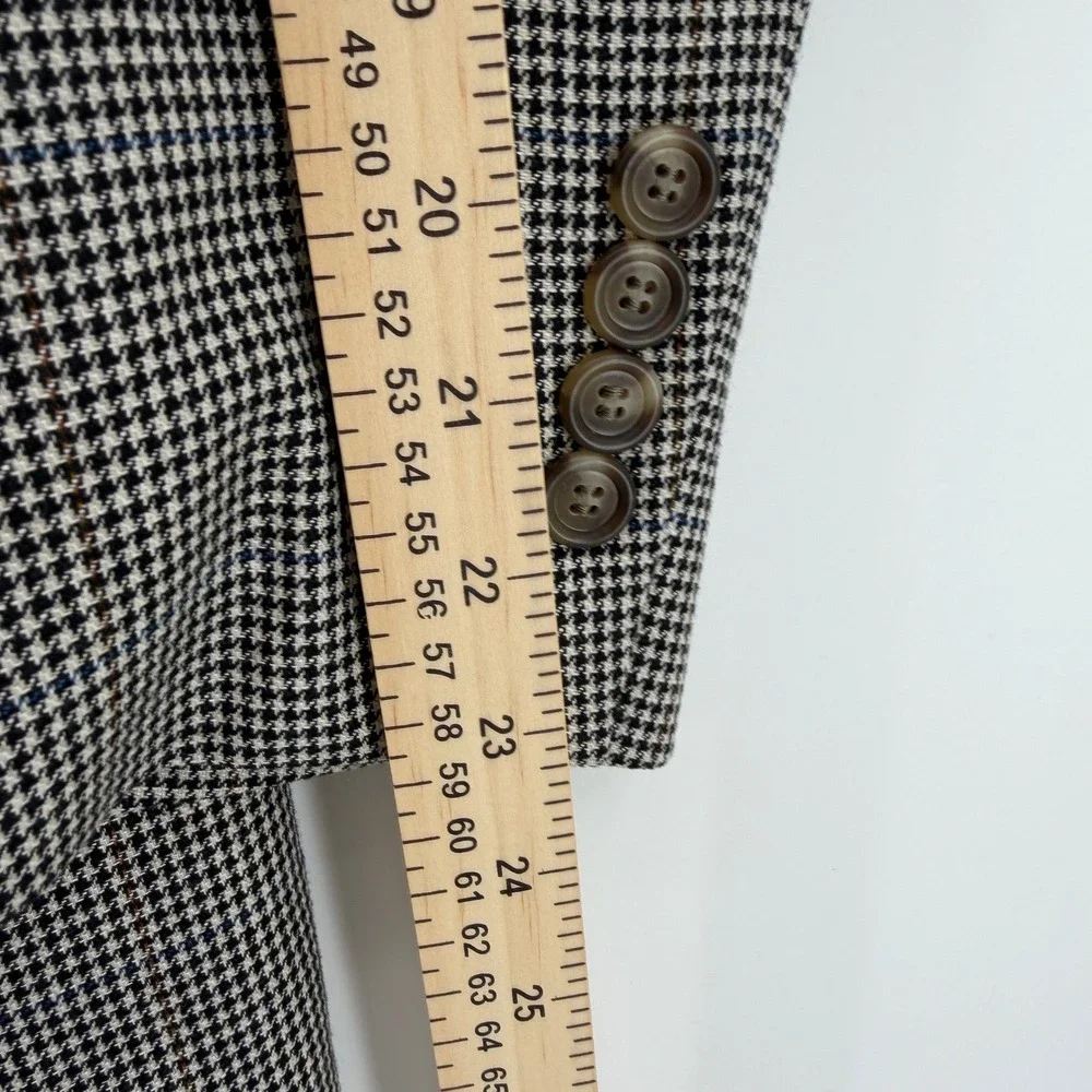Jos. A. Bank Sport Coat Mens 44R Gray Silk Wool Houndstooth Windowpane Blazer